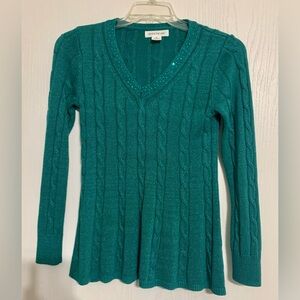 Skyes the Limit Sparkly V Neck Sweater